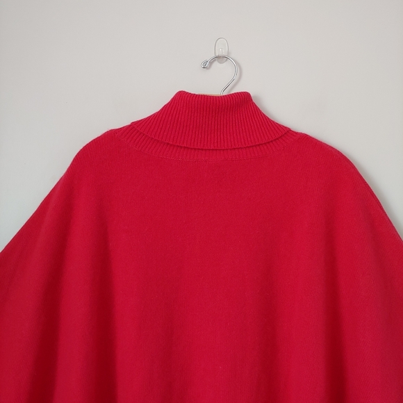 Chico's Cashmere Knit Poncho Sweater Black Label Red Size Large / X-Large - Picture 13 of 16